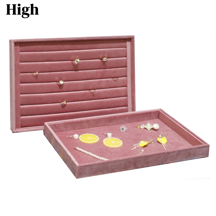 Jewelry And Watches Stores - Nampan Pajangan Perhiasan Beludru Merah Muda,