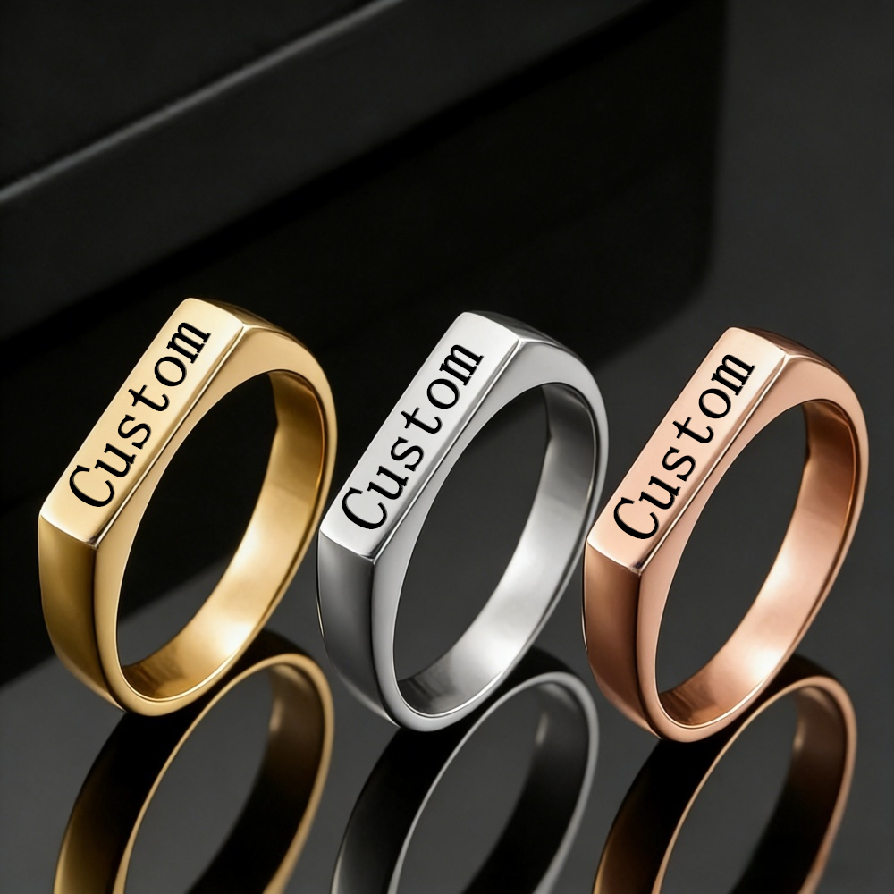 Statement Cocktail Ring - Cincin Baja Anti Karat Ukiran Nama