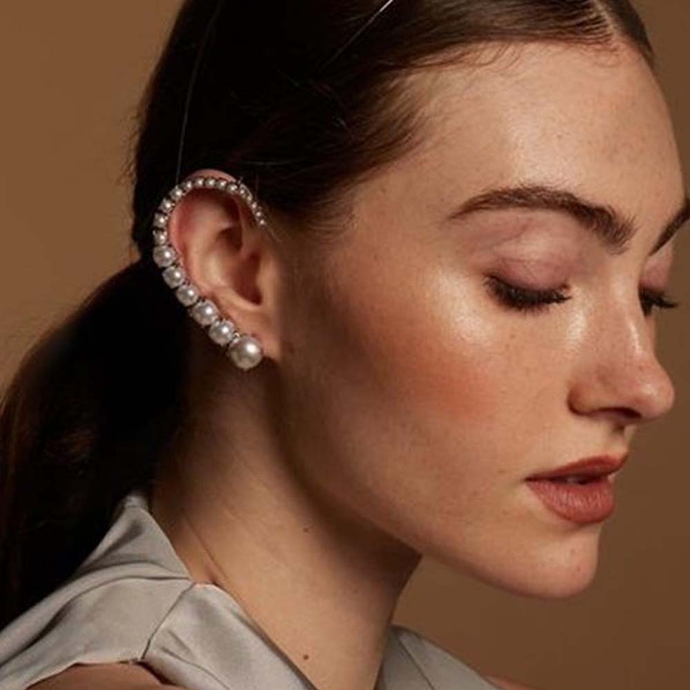 Pearl Stud Earrings - Stonefans klip telinga mutiara tanpa tindik,