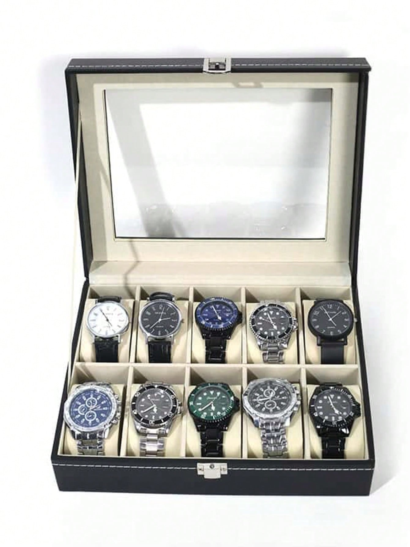 Jewelry Box Organizer Watches - Kotak Jam Tangan Kulit dengan Kunci,