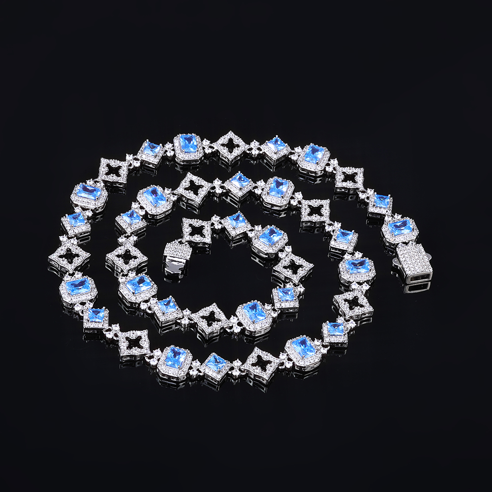 Hip Hop Chain Necklace - Kalung Batu Permata Biru HHIOK Baru