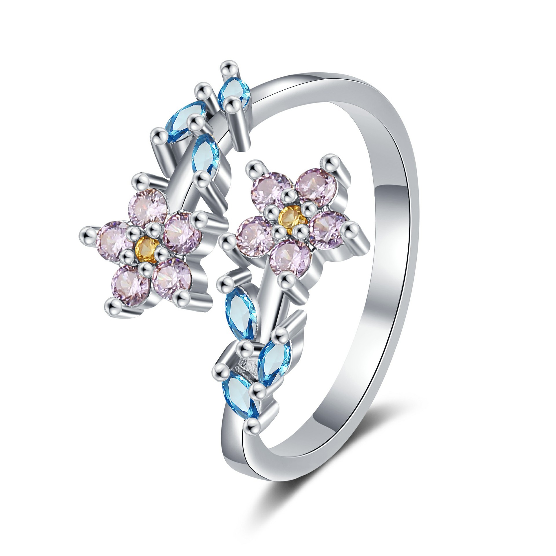 Statement Cocktail Ring - Cincin daun bunga perak Sterling 925