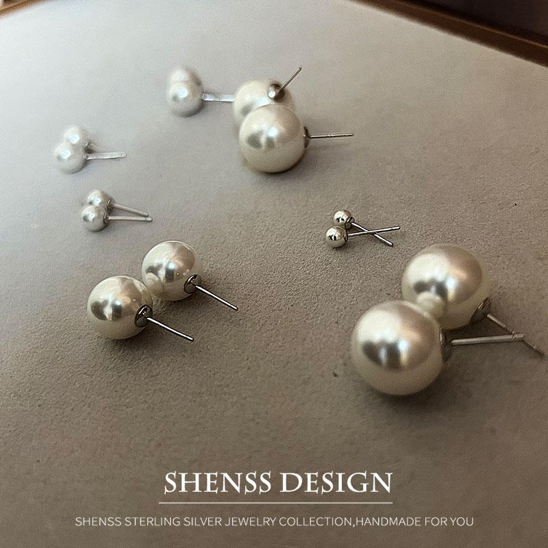 Pearl Stud Earrings - Anting Pernikahan Mutiara Imitasi 4mm-16mm Perak