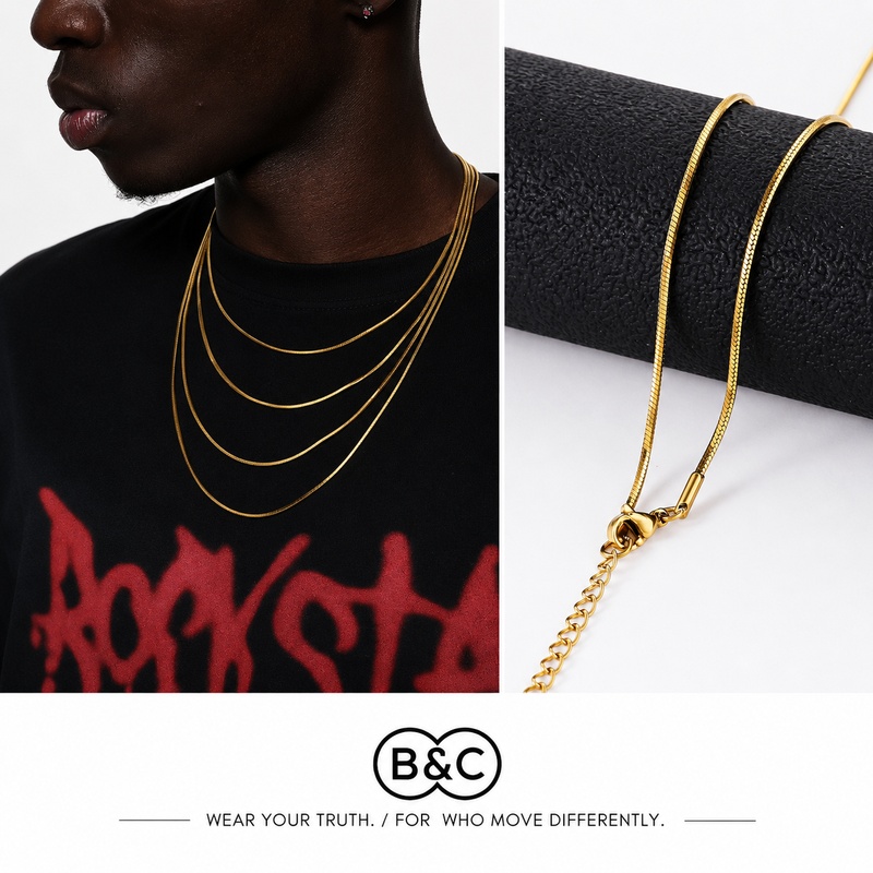 Hip Hop Chain Necklace - B&C Kalung Rantai Ular Oktagonal Pria