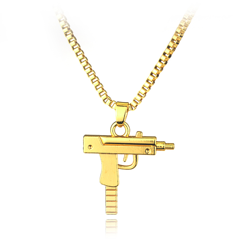 Hip Hop Chain Necklace - Kalung Liontin Bentuk Senjata Uzi Trendi