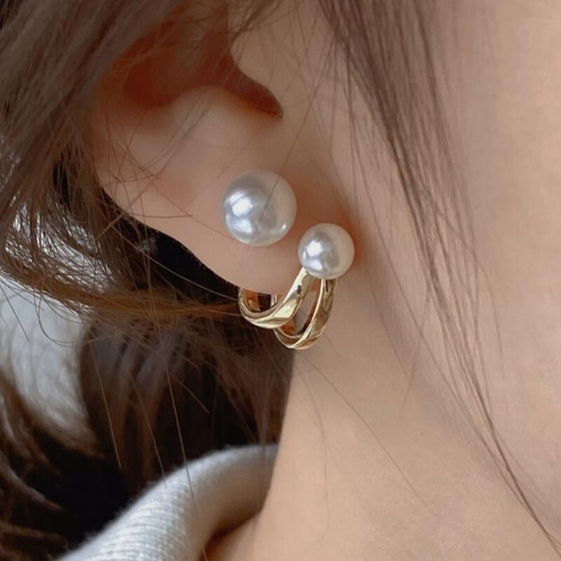 925 Jarum Perak Anting Kancing - Pearl Stud Earrings ulasan dan harga