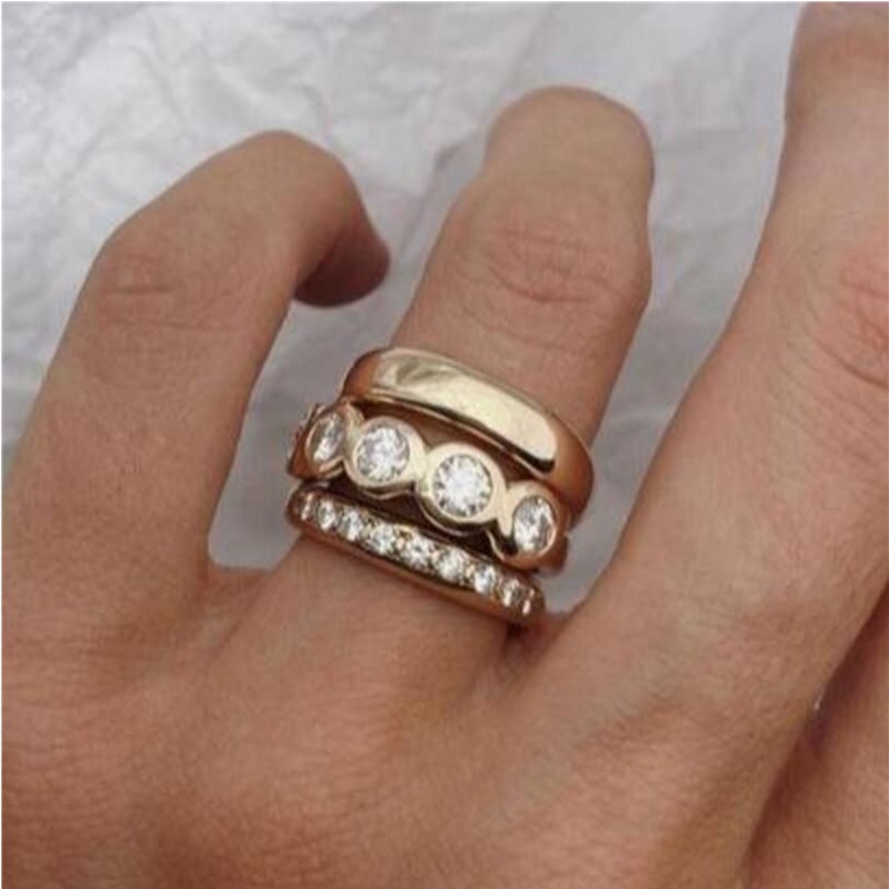 ORZTOON cincin indah tiga buah - Statement Cocktail Ring ulasan dan harga