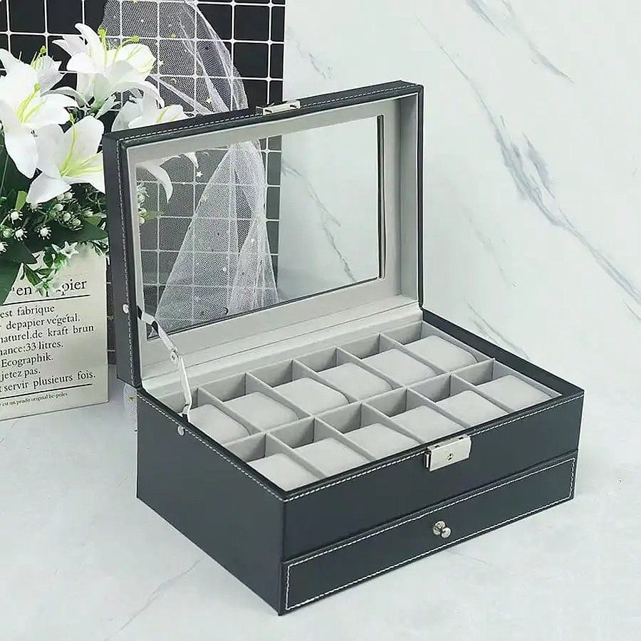 Kotak Jam Tangan 12 Slot denga - Jewelry Box Organizer Watches ulasan dan harga