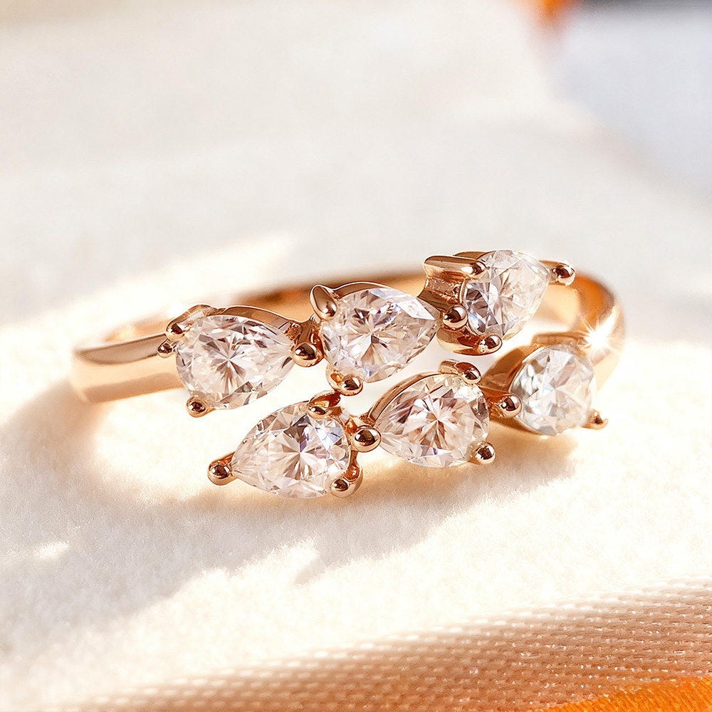 Cincin Moissanite EWAH Potonga - Statement Cocktail Ring ulasan dan harga