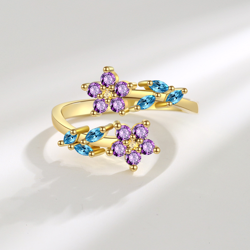 Cincin daun bunga perak Sterli - Statement Cocktail Ring ulasan dan harga