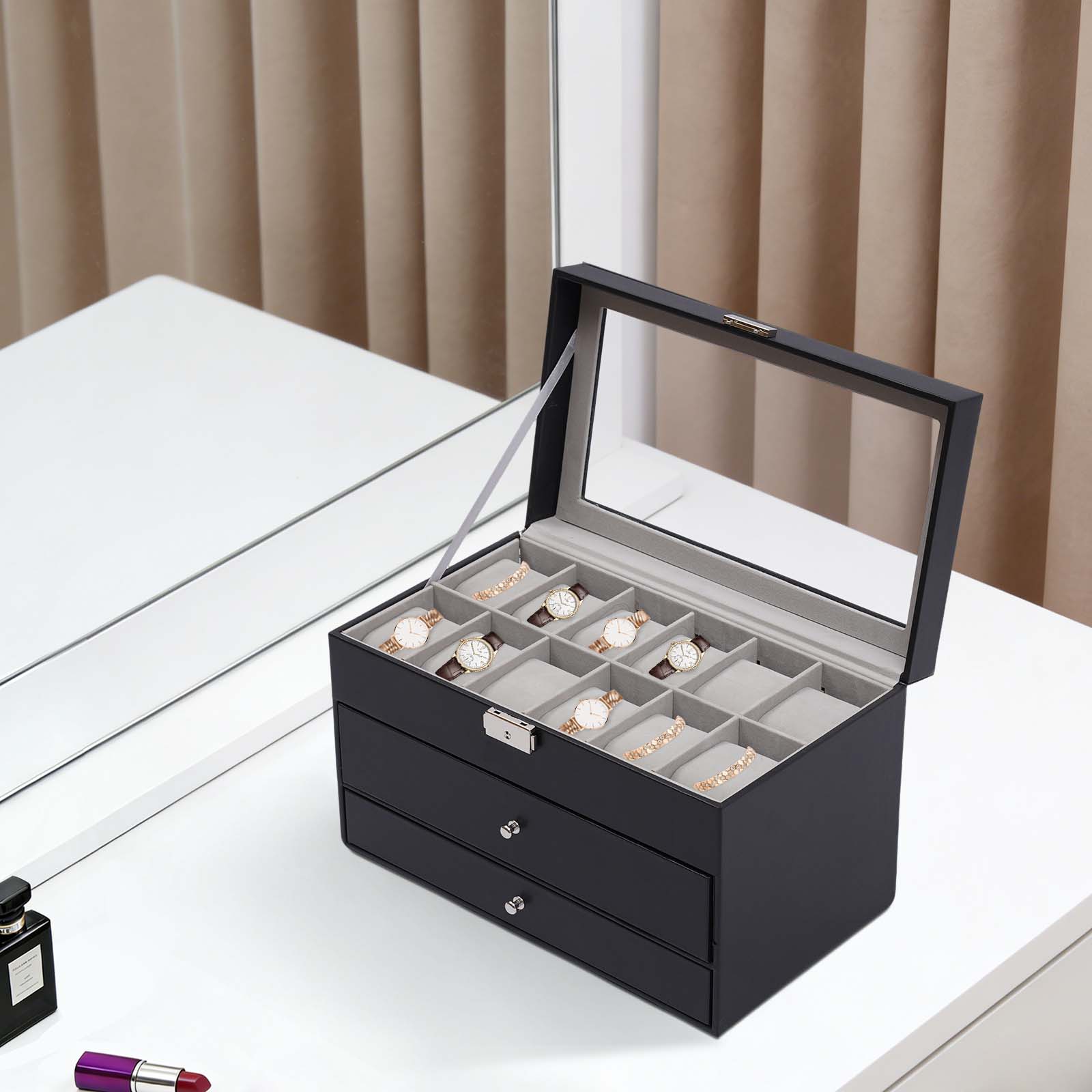 Kotak Penyimpanan Meja 3 Tingk - Jewelry Box Organizer Watches ulasan dan harga