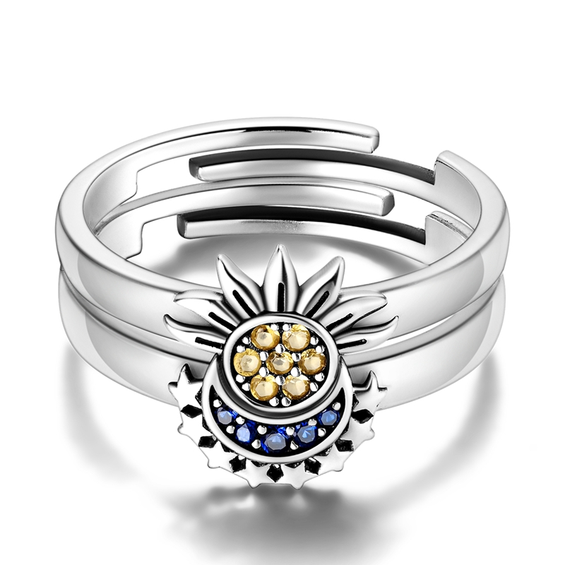 Cincin Perak 925 Motif Matahar - Statement Cocktail Ring ulasan dan harga
