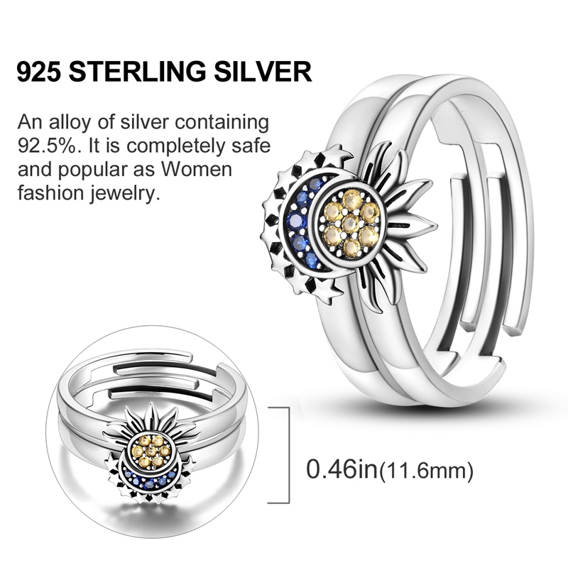 Cincin Perak 925 Motif Matahar - Statement Cocktail Ring ulasan dan harga